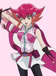  bike_shorts kouzuki_anna kozuki_anna_(yugioh_zexal) latex miniskirt red_hair skin_tight skirt yu-gi-oh! yugioh_zexal yuu-gi-ou_zexal 