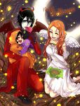  arrancar black_hair bleach couple espada eyes_closed family green_eyes halloween highres hollow if_they_mated inoue_orihime orange_hair rusky rusky_boz smile ulquiorra_cifer 