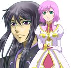  black_hair estellise_sidos_heurassein pink_hair purple_eyes tales_of_(series) tales_of_vesperia violet_eyes yuri_lowell 