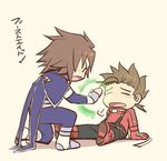  age_difference brown_hair chibi father_and_son kratos_aurion lloyd_irving male male_focus red_hair redhead short_hair sio_vanilla tales_of_(series) tales_of_symphonia 