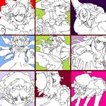  bad_id bad_pixiv_id blue_background brown_background cirno flandre_scarlet green_background hakurei_reimu hong_meiling izayoi_sakuya kirisame_marisa monochrome multiple_girls oekaki patchouli_knowledge pink_background purple_background red_background remilia_scarlet rumia simple_background sketch the_embodiment_of_scarlet_devil touhou umishima_senbon 