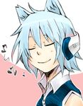  ahoge animal_ears bad_id bad_pixiv_id blue_hair cat_ears closed_eyes headphones listening_to_music music nanami_ao solo takumi_(wichiha) yozakura_quartet 