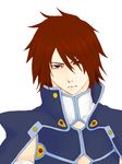  1boy brown_eyes brown_hair kratos_aurion male male_focus short_hair simple_background solo tales_of_(series) tales_of_symphonia white_background 