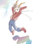 1boy animal_ears boots bunny_ears bunnyboy full_body happy jump jumping lloyd_irving male male_focus oekaki short_hair simple_background solo suspenders tales_of_(series) tales_of_symphonia white_background 
