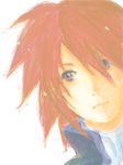  1boy kratos_aurion male male_focus red_hair redhead short_hair simple_background solo tales_of_(series) tales_of_symphonia white_background 