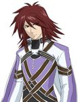  1boy brown_hair kratos_aurion male male_focus red_eyes short_hair simple_background solo tales_of_(series) tales_of_symphonia white_background 