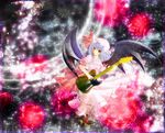  bad_id bad_pixiv_id bat_wings blue_hair hat instrument maryquant red_eyes remilia_scarlet short_hair solo touhou wings 
