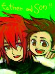  age_difference brown_eyes brown_hair father_and_son kratos_aurion lloyd_irving male male_focus oekaki red_eyes red_hair redhead short_hair tales_of_(series) tales_of_symphonia 