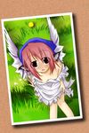  apron black_eyes grass head_scarf highres ichi-san_(ichigo1505) looking_back mystia_lorelei naked_apron okamisty outdoors photo_(object) pink_hair short_hair sitting solo touhou wings 