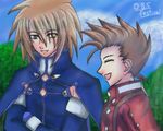  age_difference brown_hair father_and_son kratos_aurion lloyd_irving lowres male male_focus short_hair tales_of_(series) tales_of_symphonia 