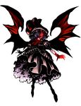  absurdres bad_id bad_pixiv_id bat_wings crazy_eyes dress fingernails floating full_body glowing glowing_eyes hat highres long_fingernails purple_hair red_eyes remilia_scarlet sharp_teeth short_hair solo teeth touhou transparent_background warainaku wings 