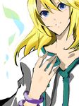  1boy blonde_hair blue_eyes blush bracelet jewelry male male_focus mithos_yggdrasill oekaki simple_background solo tales_of_(series) tales_of_symphonia white_background 