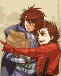  age_difference brown_hair father_and_son kratos_aurion lloyd_irving lowres male male_focus red_hair redhead short_hair tales_of_(series) tales_of_symphonia 