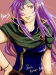  1girl androgynous bracelet earing earrings faris_scherwiz female final_fantasy final_fantasy_v green_eyes headband jewelry necklace pirate purple_hair reverse_trap scarf simple_background solo tomboy 