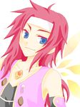  1boy blue_eyes headband long_hair male male_focus red_hair redhead simple_background solo tales_of_(series) tales_of_symphonia white_background zelos_wilder 
