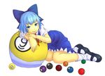  1girl 8-ball bad_hands ball billiards blue_eyes blue_hair bow cirno cue_ball hair_bow short_hair solo touhou tsuno_donguri 