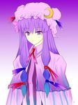  capelet hat kamiyo_jookoo long_hair moon patchouli_knowledge purple_eyes purple_hair solo touhou upper_body 