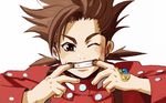  1boy brown_hair highres lloyd_irving male male_focus short_hair sio_vanilla solo tales_of_(series) tales_of_symphonia white_background 