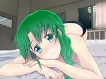  bad_id bad_pixiv_id black_panties blush braid green_eyes green_hair hayakawa_aoi jikkyou_powerful_pro_yakyuu panties raisei single_braid solo underwear underwear_only 