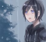  bad_id bad_pixiv_id bangs black_coat_(kingdom_hearts) black_hair blue_eyes blush cloak kingdom_hearts kingdom_hearts_358/2_days lips rain rin2010 short_hair solo swept_bangs wet xion_(kingdom_hearts) 