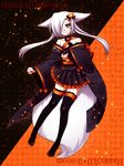  aika_(konshin) animal_ears hair_ornament hair_over_one_eye halloween happy_halloween highres konshin long_hair original purple_eyes solo tail white_hair 