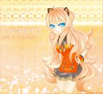  animal_ears bare_shoulders blonde_hair blue_eyes bow bracelet cat_ears cuffs curls curly_hair jewelry long_hair ribbon seeu skirt smile solo thighhighs very_long_hair vocaloid white_legwear zettai_ryouiki 