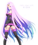  ass bare_shoulders boots breasts dress fate/stay_night fate_(series) large_breasts long_hair nyorori_(tatsutaage) purple_eyes purple_hair rider solo strapless strapless_dress thigh_boots thighhighs very_long_hair 
