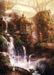  bridge building copyright_request kizhod pennant rainbow scenery solo spray water water_wheel waterfall 