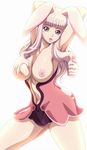  absurdres animal_ears artist_request breast_grab breast_hold breasts bunny_ears grey_eyes highres huge_breasts large_breasts long_hair melona nipples pink_hair queen&#039;s_blade queen's_blade solo source_request standing 