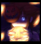  alternate_costume blue_eyes brown_hair gloves hair_over_one_eye highres jack-o'-lantern kingdom_hearts male_focus pumpkin ribaibu solo sora_(kingdom_hearts) wings 