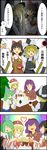  5girls alcohol arm_grab beard beer blonde_hair bottle bow brown_eyes cake check_translation christmas closed_eyes comic costume cup detached_sleeves facial_hair food fruit gohei green_eyes green_hair hair_bow hair_ornament hair_tubes hakurei_reimu hat heart highres kirisame_marisa kochiya_sanae kotatsu laughing moriya_suwako mug multiple_girls nattororo open_mouth party_hat purple_eyes purple_hair santa_hat star strawberry table touhou translated translation_request tree witch_hat yasaka_kanako yellow_eyes 