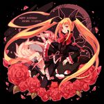 birthday blazblue blonde_hair bow character_name dress flower gii long_hair nago rachel_alucard red_bow red_eyes red_flower red_rose ribbon rose sk_(ryolove) smile solo twintails valkenhayn_r_hellsing wolf 