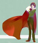  black_hair bob_cut cape fate/zero fate_(series) green_eyes hagiko male_focus multicolored multicolored_eyes necktie red_eyes solo waver_velvet 