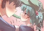  1girl blush commentary_request couple cucumber eating faceless faceless_male gaoo_(frpjx283) hetero kawashiro_nitori mouth_hold profile shared_food touhou 