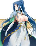  blue_hair breasts densetsu_no_yuusha_no_densetsu large_breasts long_hair nipples noa_ehn nt50 ponytail solo very_long_hair 