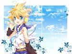  96mame alternate_color alternate_colors boy kagamine_len male male_focus sky solo vocaloid 