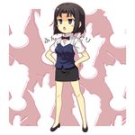  bare_legs black_hair blue_eyes blush_stickers hands_on_hips kouji_(campus_life) miniskirt open_mouth pencil_skirt shirafuji_kyouko short_hair skirt solo standing working!! 