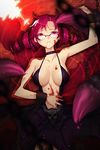  artist_request bdsm blood bondage bound breasts chain choker dress drill_hair glasses large_breasts lowres lying on_back pink_eyes pink_hair skirt solo sword_girls twin_drills twintails vernika_answer 