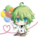  blush chibi green_hair heart hold holding long_hair male male_focus n_(pokemon) pokemon sitting solo 