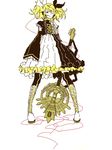  alternate_costume alternate_hairstyle blonde_hair blue_eyes boots building cable detached_sleeves dress frills full_body guitar hair_ornament hairclip instrument kagamine_rin kagamine_rin_(roshin_yuukai/hard_rkmix) mam233 nail_polish one_eye_closed ribbon roshin_yuukai_(vocaloid) short_twintails simple_background solo thighhighs twintails vocaloid 