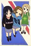  absurdres akiyama_mio black_eyes black_hair blonde_hair blue_eyes brown_eyes brown_hair hairband highres k-on! kotobuki_tsumugi legs long_hair multiple_girls non-web_source nyantype official_art scan school_uniform shirt short_hair socks tainaka_ritsu takemoto_yasuhiro very_long_hair 