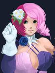  blue_eyes female flower flowes gloves highres pink_hair rose smile 