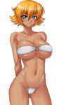  arms_behind_back bandeau bangs bikini blue_eyes breasts cowboy_shot flipped_hair groin hair_between_eyes highleg highleg_bikini highleg_swimsuit hips igawa_sakura kagami_hirotaka large_breasts light_smile looking_at_viewer micro_bikini navel o-ring o-ring_bikini o-ring_top official_art orange_hair shiny shiny_skin short_hair simple_background skindentation smile solo strapless string_bikini swimsuit taimanin_(series) taimanin_asagi taimanin_asagi_gaiden tan underboob white_background white_bikini 