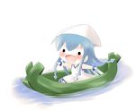  chibi highres ikamusume leaf_boat mini-ikamusume minigirl shinryaku!_ikamusume simple_background solo yume_shokunin 