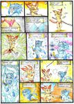  blush bulge comic cub dialog dialogue eeveelution glaceon leaf_tail leafeon male mariano nintendo nipples pok&#233;mon pok&eacute;mon red_eyes tail text underwear video_games weapon yellow_eyes young 