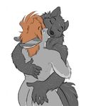 anthro butt butt_grab canine chubby donkey duo equine eyes_closed female kissing lesbian mammal plain_background white_background 