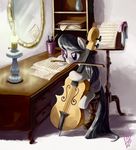  bow_(stringed_instrument) bow_tie cello cutie_mark desk equine f_clef female feral friendship_is_magic hair horse lamp long_hair mammal mirror music musical_instrument musical_note my_little_pony note octavia_(mlp) pony purple_eyes solo stylus table tail vase whitediamonds 