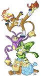  ambipom angry blue brown fire green happy infernape monkey multiple_tails narcisustattoos pansear plain_background pok&eacute;mon primate primeape purple red simipour simisage tail white_background 