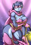  amber_eyes big_breasts breasts cape captain_carrot_and_his_amazing_zoo_crew cat cleavage clothed clothing costume dc_comics feline female gloves hair jaeh leotard mammal mask pink_nose short_hair solo standing thigh_boots thighs wand wide_hips yellow_eyes 
