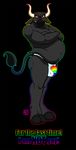 &hearts; blush bovine brown_eyes bulge bull chubby crossed_arms english_text gay horn male rainbow solo standing text thong zevtibull 
